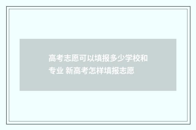 高考志愿可以填报多少学校和专业 新高考怎样填报志愿