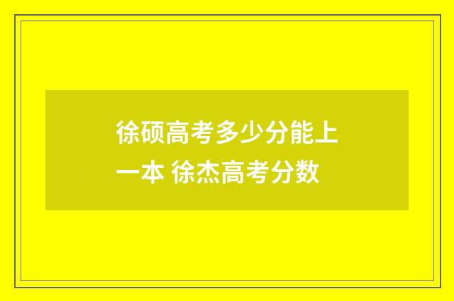 徐硕高考多少分能上一本 徐杰高考分数