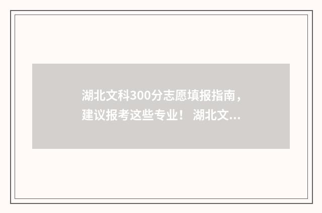 湖北文科300分志愿填报指南，建议报考这些专业！ 湖北文科3400名