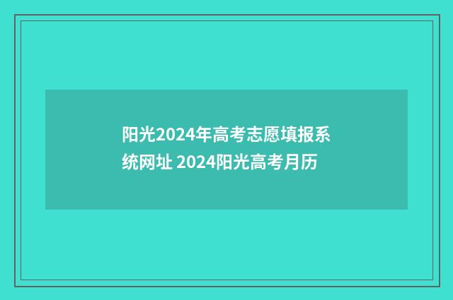 阳光2024年高考志愿填报系统网址 2024阳光高考月历