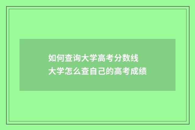如何查询大学高考分数线 大学怎么查自己的高考成绩