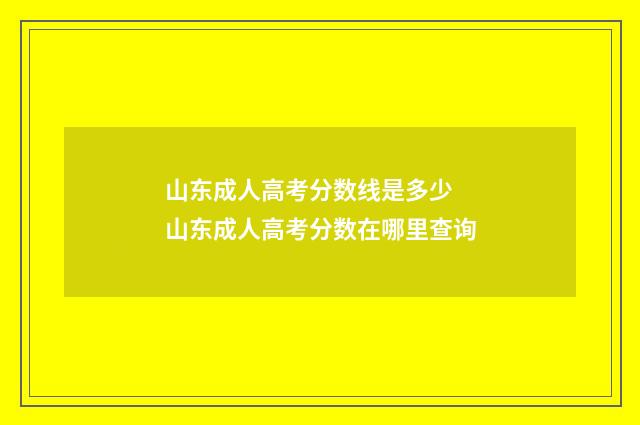 山东成人高考分数线是多少 山东成人高考分数在哪里查询