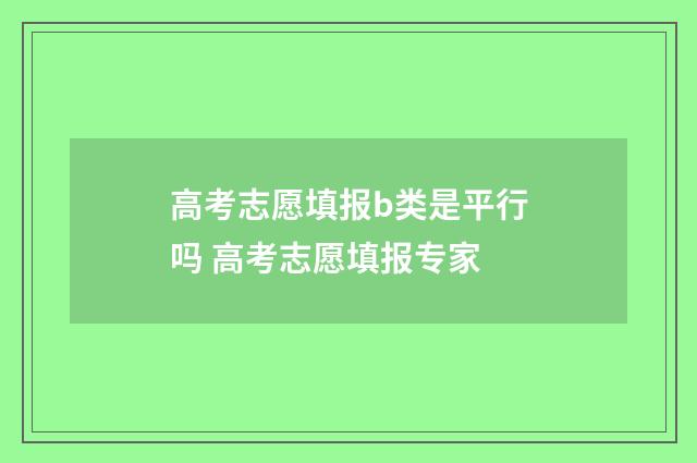 高考志愿填报b类是平行吗 高考志愿填报专家
