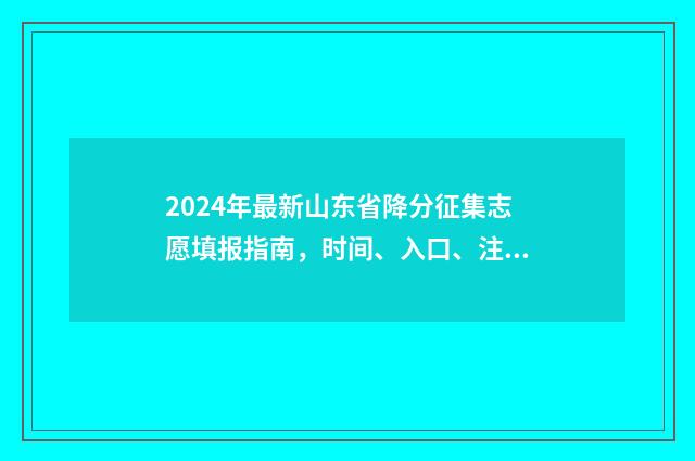 2024年最新山东省降分征集志愿填报指南,时间、入口、注意事项全解析 2024年最新山东通缉令公告