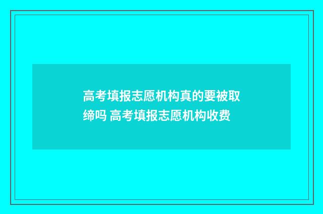 高考填报志愿机构真的要被取缔吗 高考填报志愿机构收费