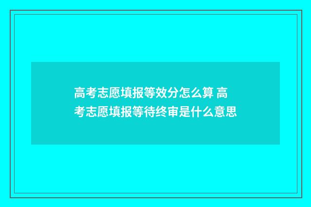 高考志愿填报等效分怎么算 高考志愿填报等待终审是什么意思