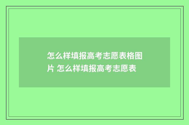 怎么样填报高考志愿表格图片 怎么样填报高考志愿表
