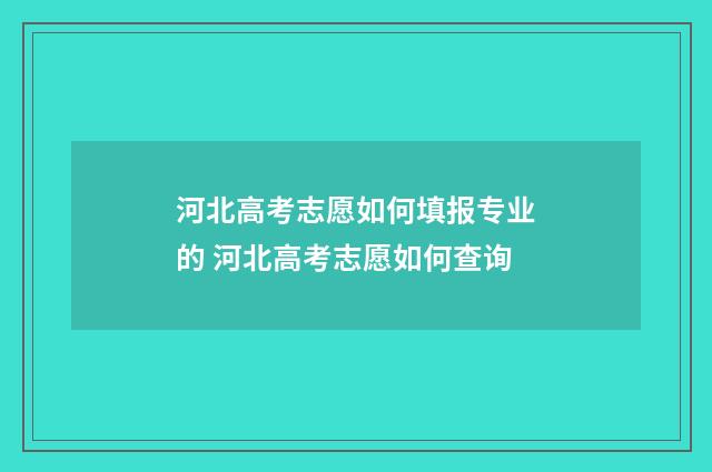 河北高考志愿如何填报专业的 河北高考志愿如何查询