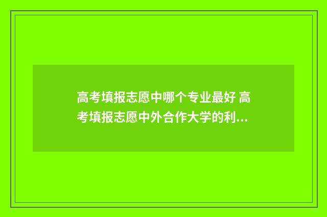 高考填报志愿中哪个专业最好 高考填报志愿中外合作大学的利弊