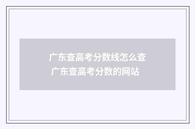 广东查高考分数线怎么查 广东查高考分数的网站