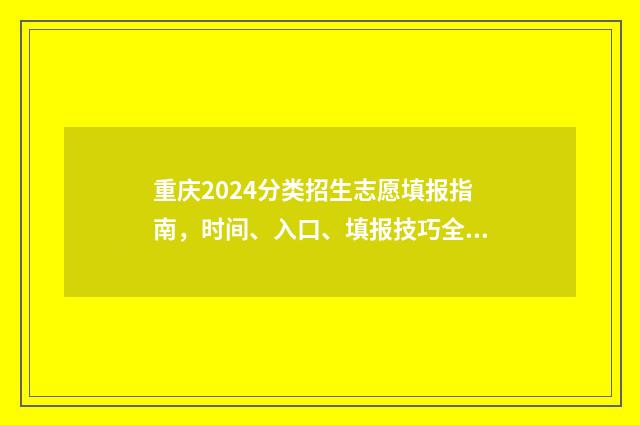 重庆2024分类招生志愿填报指南，时间、入口、填报技巧全掌握 重庆2024分类招生472分