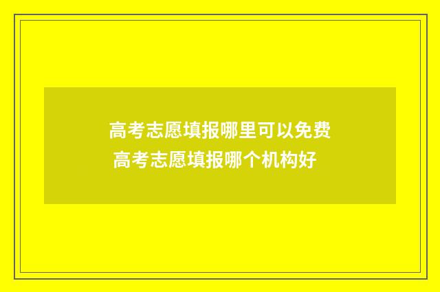 高考志愿填报哪里可以免费 高考志愿填报哪个机构好