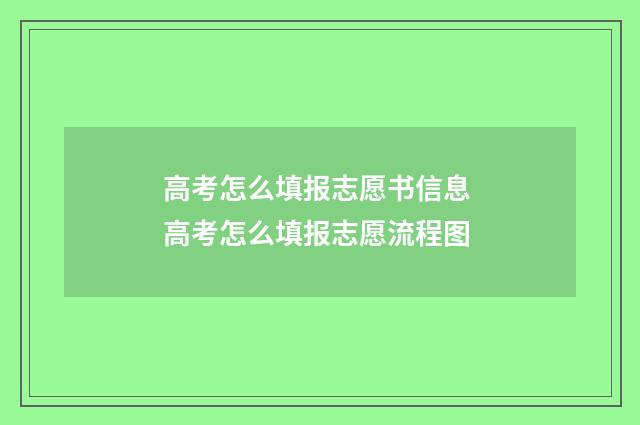 高考怎么填报志愿书信息 高考怎么填报志愿流程图