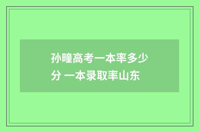 孙疃高考一本率多少分 一本录取率山东