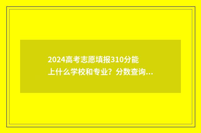 2024高考志愿填报310分能上什么学校和专业？分数查询 入口时间及模拟填报 高考e志愿