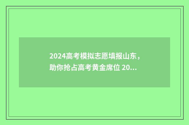 2024高考模拟志愿填报山东，助你抢占高考黄金席位 2024高考模拟志愿填报表