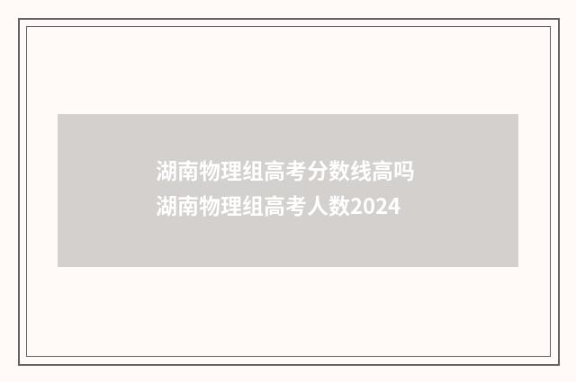 湖南物理组高考分数线高吗 湖南物理组高考人数2024