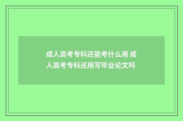 成人高考专科还能考什么用 成人高考专科还用写毕业论文吗