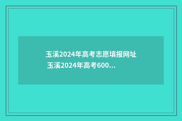 玉溪2024年高考志愿填报网址 玉溪2024年高考600人数