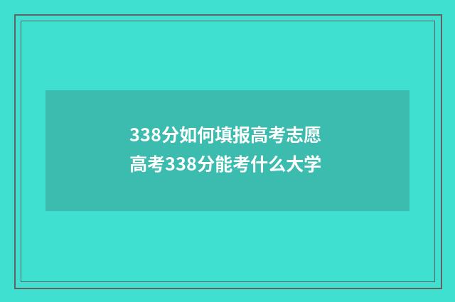 338分如何填报高考志愿 高考338分能考什么大学