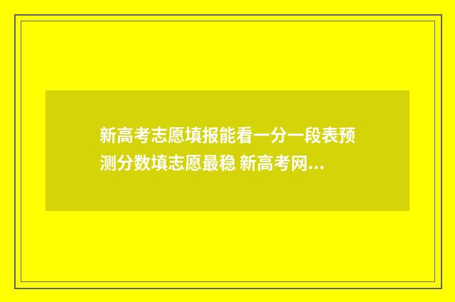 新高考志愿填报能看一分一段表预测分数填志愿最稳 新高考网志愿填报系统