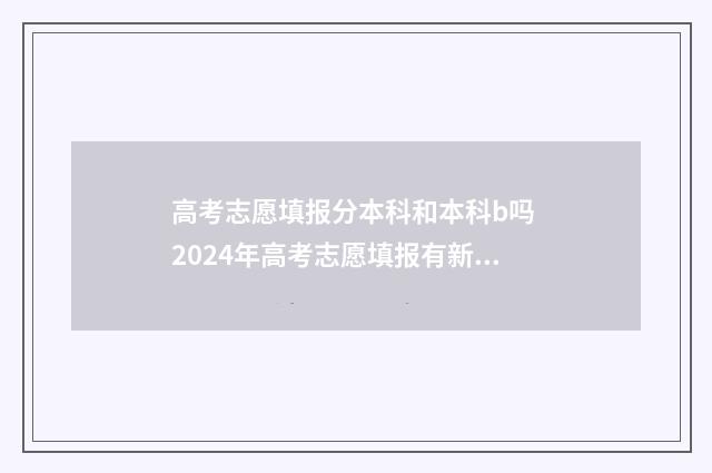 高考志愿填报分本科和本科b吗 2024年高考志愿填报有新政策