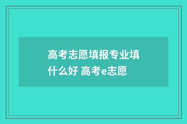 高考志愿填报专业填什么好 高考e志愿