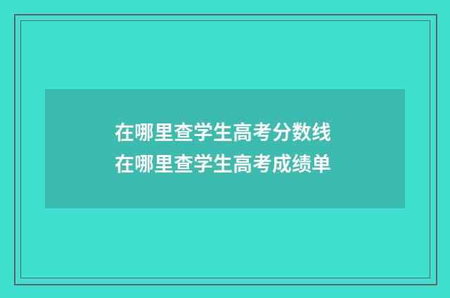 在哪里查学生高考分数线 在哪里查学生高考成绩单