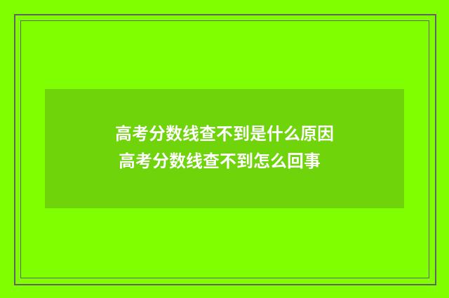 高考分数线查不到是什么原因 高考分数线查不到怎么回事