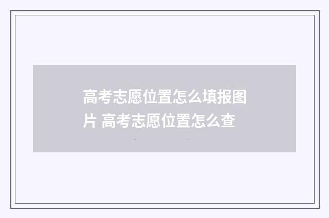 高考志愿位置怎么填报图片 高考志愿位置怎么查