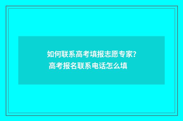 如何联系高考填报志愿专家？ 高考报名联系电话怎么填