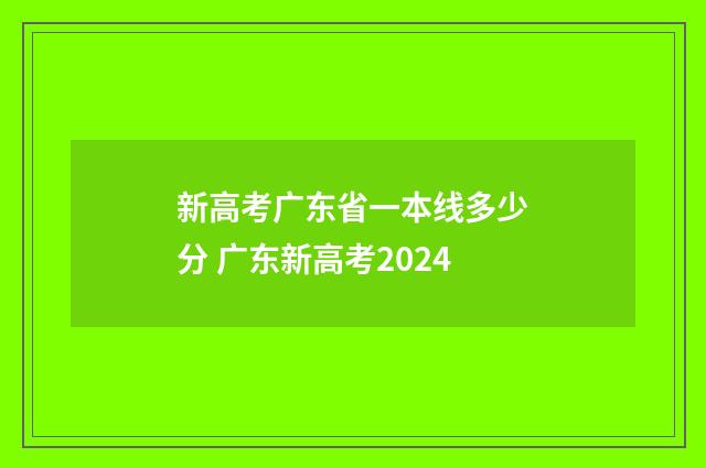 新高考广东省一本线多少分 广东新高考2024