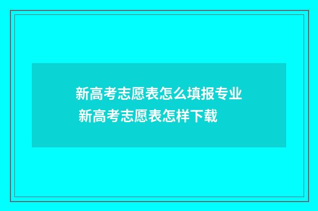 新高考志愿表怎么填报专业 新高考志愿表怎样下载