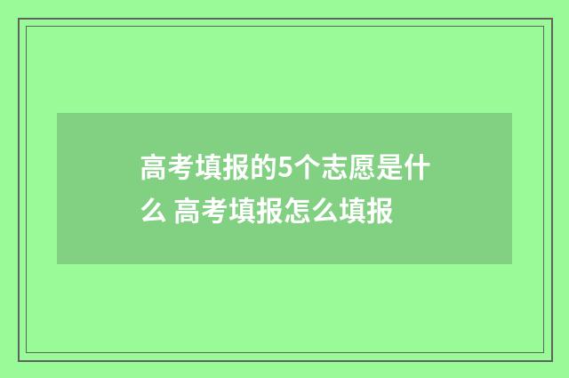 高考填报的5个志愿是什么 高考填报怎么填报