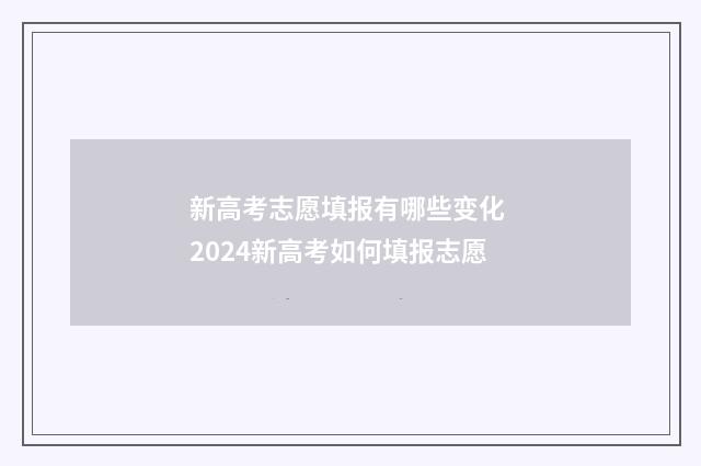 新高考志愿填报有哪些变化 2024新高考如何填报志愿