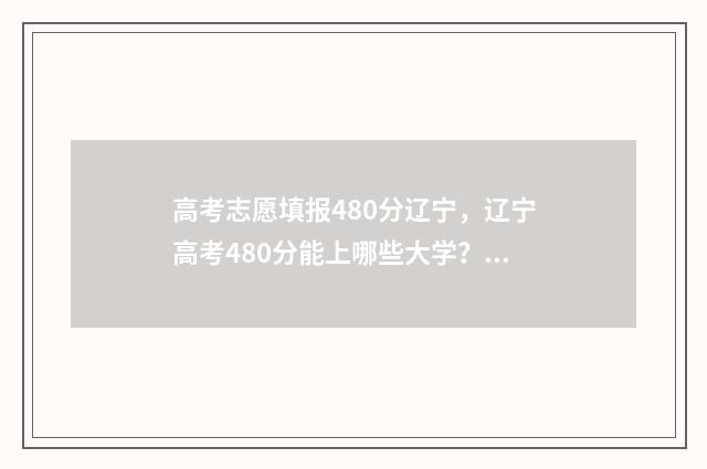 高考志愿填报480分辽宁，辽宁高考480分能上哪些大学？ 高考志愿填报app