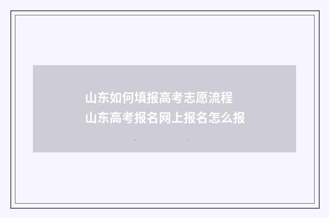 山东如何填报高考志愿流程 山东高考报名网上报名怎么报