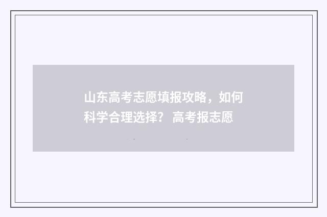山东高考志愿填报攻略，如何科学合理选择？ 高考报志愿