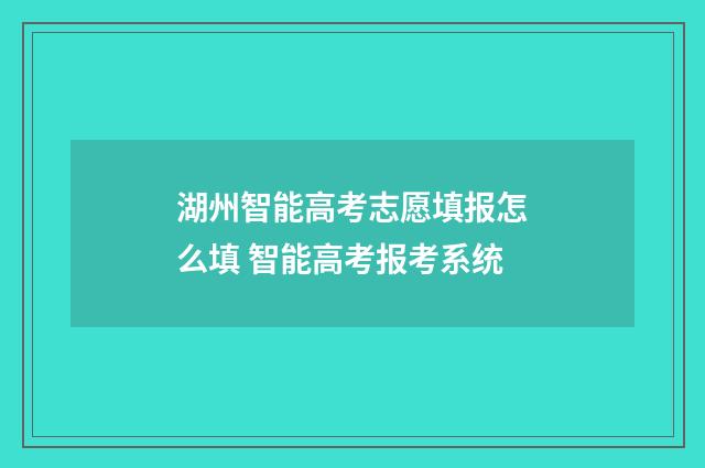 湖州智能高考志愿填报怎么填 智能高考报考系统