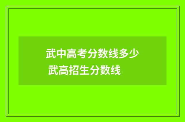 武中高考分数线多少 武高招生分数线