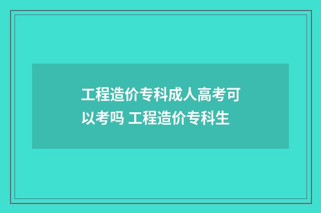 工程造价专科成人高考可以考吗 工程造价专科生