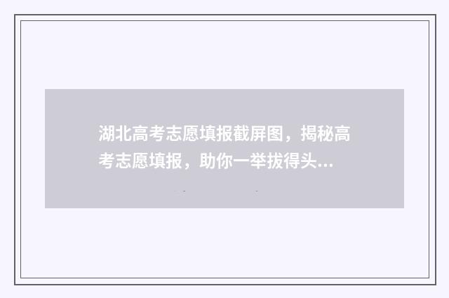 湖北高考志愿填报截屏图，揭秘高考志愿填报，助你一举拔得头筹！