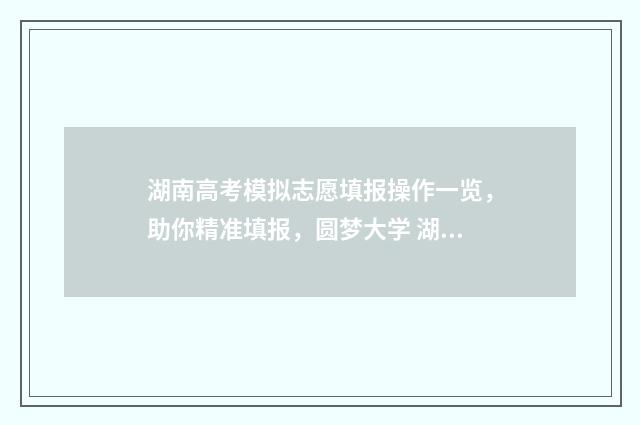 湖南高考模拟志愿填报操作一览,助你精准填报,圆梦大学 湖南高考模拟志愿填报网站官网