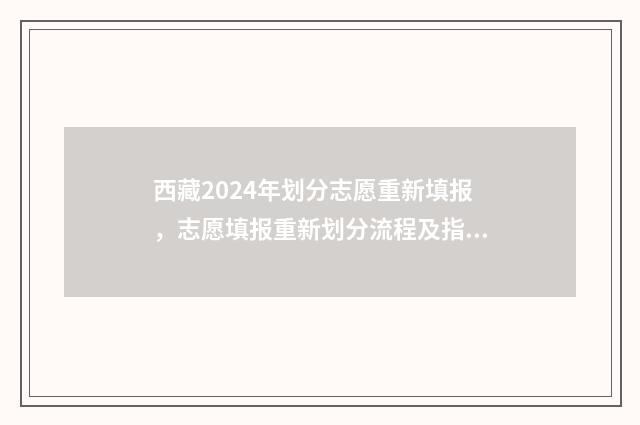 西藏2024年划分志愿重新填报,志愿填报重新划分流程及指南 西藏分省区划改革
