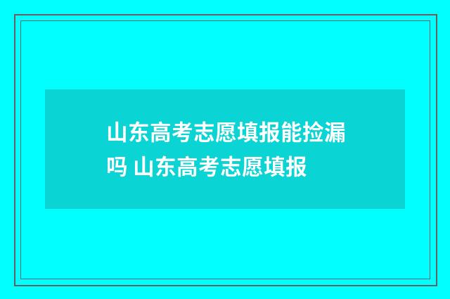 山东高考志愿填报能捡漏吗 山东高考志愿填报