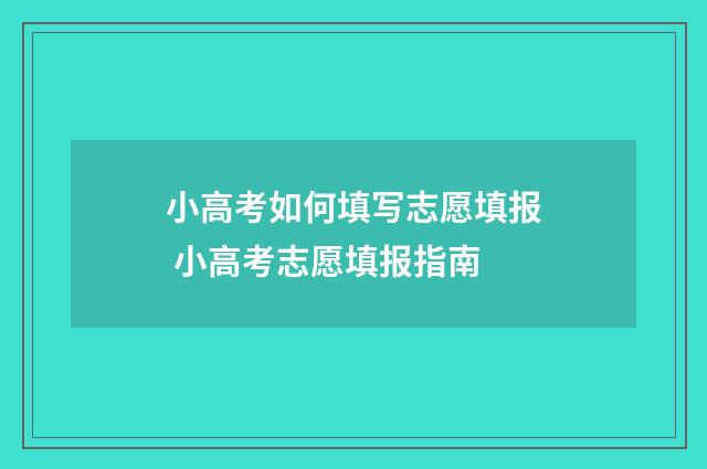 小高考如何填写志愿填报 小高考志愿填报指南