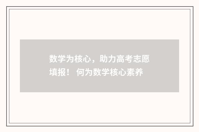 数学为核心，助力高考志愿填报！ 何为数学核心素养