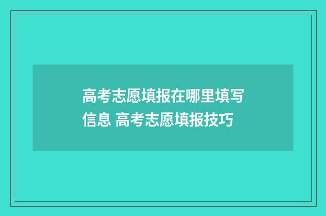 高考志愿填报在哪里填写信息 高考志愿填报技巧