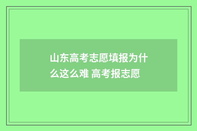 山东高考志愿填报为什么这么难 高考报志愿
