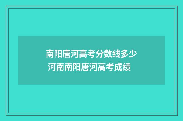 南阳唐河高考分数线多少 河南南阳唐河高考成绩